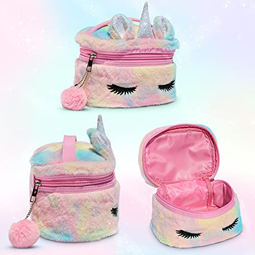 Bolso de Mano Unicornio Multicolor (Neceser de Maquillaje). Bolso de Felpa con Gran Capacidad.