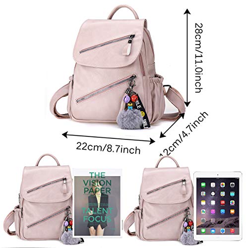 Bolso Mochila Cuero Mujer Antirrobo Mochilas Mujer Casual, JOSEKO Ligero de PU Impermeable Mochila de Viaje de Gran Capacidad Bolsa de Hombro Convertible con Adorno Colgante Tassel