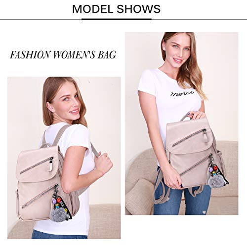 Bolso Mochila Cuero Mujer Antirrobo Mochilas Mujer Casual, JOSEKO Ligero de PU Impermeable Mochila de Viaje de Gran Capacidad Bolsa de Hombro Convertible con Adorno Colgante Tassel