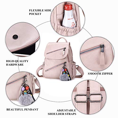 Bolso Mochila Cuero Mujer Antirrobo Mochilas Mujer Casual, JOSEKO Ligero de PU Impermeable Mochila de Viaje de Gran Capacidad Bolsa de Hombro Convertible con Adorno Colgante Tassel