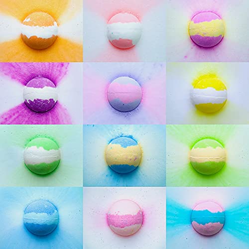 Bombas de Baño,Hangrui Bolitas de Jabon Set de Regalo,12 Piezas Bath Bombs,Sales de Baño Relajantes y Divertidos,Bolas Baño Efervescentes Valentín/Navidad/Cumpleaños para Mujeres,Hombre,Niños