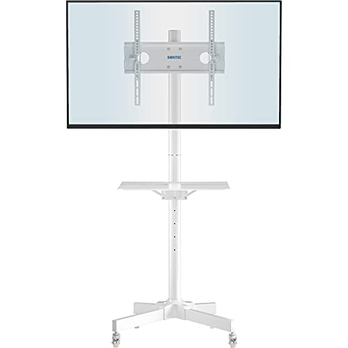 BONTEC Soporte TV Ruedas Soporte TV Suelo para 23-60 Pulgadas Plasma/LCD/LED Soportes TV de Pie para Pantalla Plana Móvil Carro de Exhibición Trole, Máx. VESA 400x400 mm Blanco