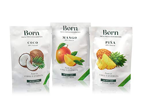 Born Piña - Fruta Deshidratada Ecológica - Vegetariano, Vegano, Paleo, sin Gluten, sin Lactosa, sin Azúcar Refinado - Doy Pack 40 G