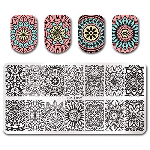 Born Pretty Nail Stamping Imagen Set-2pcs plantilla negro blanco estampado de uñas con 1pc Jelly claro estampador