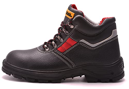 Botas de Seguridad de Cuero para Hombres Protección de al S3 SRC Calzado de Trabajo al Tobillo de Cuero 5993 Black Hammer (43 EU)