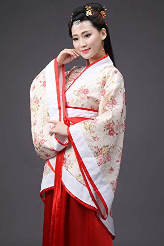 BOZEVON Ropa de Mujer Traje Tang - Traje Tradicional de Estilo Chino Antiguo Vestidos de Hanfu - para Show de Escenario Actuaciones Cosplay, Estilo-2/S