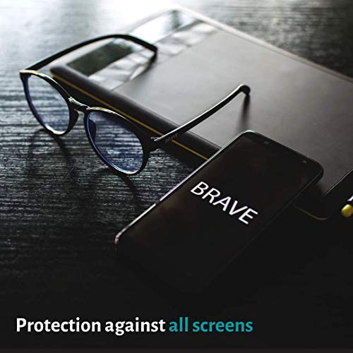 Brave Gafas Ordenador (Gafas Luz Azul) con Filtro de Luz Azul; Protección Durante Gaming, Trabajo; Gafas Redondas Anti-reflejantes, para Hombre y Mujer… (Negro)