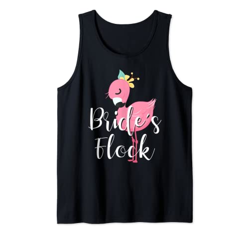 Bride's Flock Flamingo Grupo Escuadrón Despacho de soltera Fiesta de novia Camiseta sin Mangas