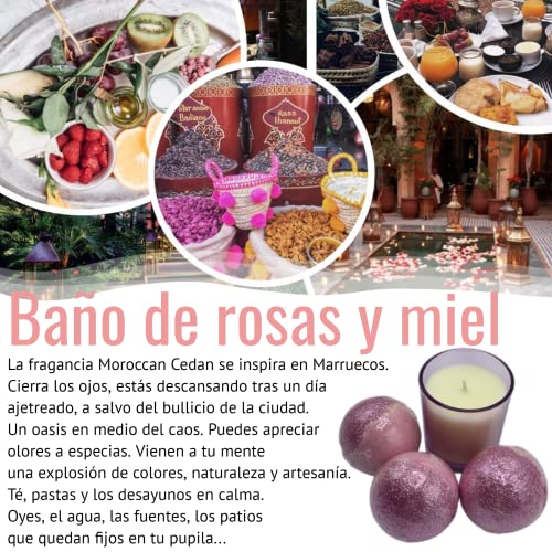 Brissa España. Bombas de Baño. Pack relax mujer con Vela Aromática. Bolas baño de sales efervescentes con burbujas para bañera , jacuzzi. Hecho en España.