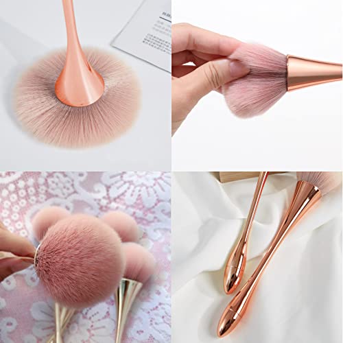 Brocha de Maquillaje Suave y Esponjosa，Pincel de Maquillaje de Oro Rosa，Cerdas Sintéticas Brocha Blush，Pinceles de Maquillaje Kabuki para Maquillaje Diario, Base, Polvos, Corrector y Llévelo con Usted