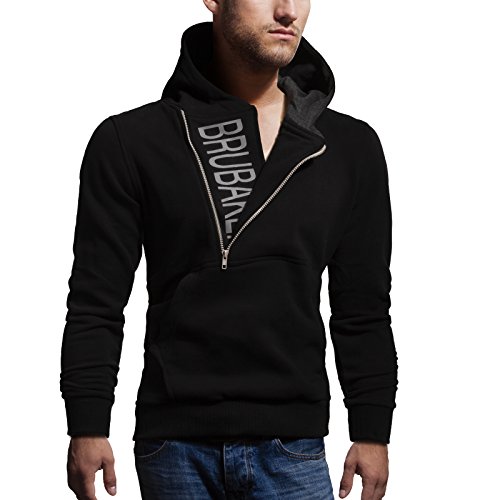 BRUBAKER – Sudadera de hombre con capucha. - negro / gris claro L