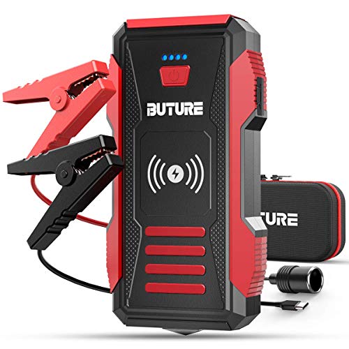 BuTure 23800mAh 2500A Arrancador de Coches con Cargador Inalámbrico, 12V Arrancador de Baterias de Coche para Todo vehículo de Gasolina o 8.0L de Diesel.