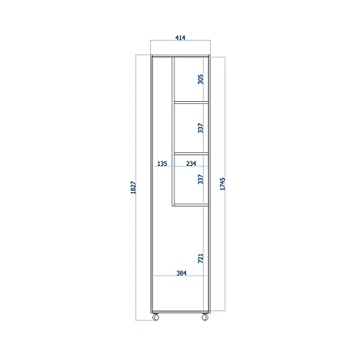 Buyqualia Armario Multiusos o escobero una Puerta y Ruedas en Color Blanco