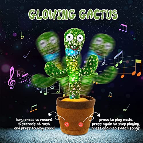 Cactus Bailarin,Cactus Bailarin Repite español,Cactus parlanchin,Juguete Cactus Tiene 120 Canciones,Dancing Cactus Regalos Adecuados para Niños (Cantar + Bailar + Grabar + Iluminación)