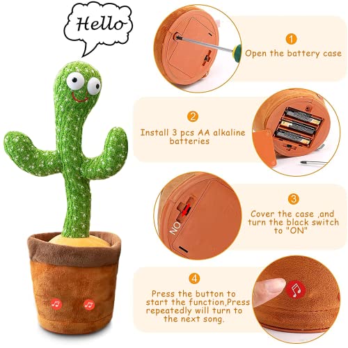 Cactus Bailarin,Cactus Parlanchin&Dancing Cactus Peluche Interactivo Bebe,Cactus Que Repite Lo Que Dices,Cactus Bailarín 120 Canciones,Cantando Y Grabación Juguetes Educativos De Educación Temprana