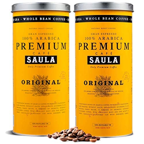 Café en grano Saula, Pack 2 botes de 500 gr. Premium Original 100% arábica