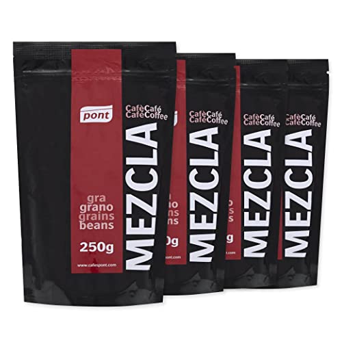 Café grano Mezcla equilibrada tuestes naturales 4x250Gr