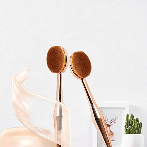 CAILI 2 PCS Brocha de Maquillaje, Brocha de Base para Cepillo de Dientes, Brocha de Maquillaje Profesional Multifunción para Base, Rubor, Corrector, Sombra de Ojos (oro rosa)