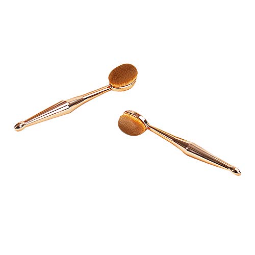 CAILI 2 PCS Brocha de Maquillaje, Brocha de Base para Cepillo de Dientes, Brocha de Maquillaje Profesional Multifunción para Base, Rubor, Corrector, Sombra de Ojos (oro rosa)