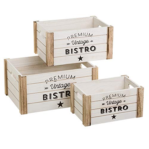 Cajas juguetero de Madera Natural Blancas Vintage para decoración Vitta - LOLAhome