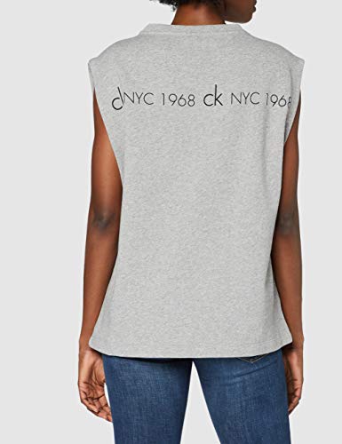 Calvin Klein Box tee-Graffiti Salida de Bao, Gris, L para Mujer