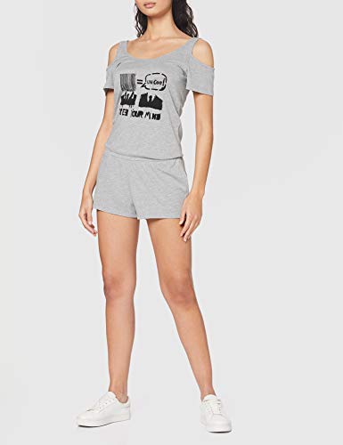 Calvin Klein Cut Shoulder Romper-Graffiti Salida de Bao, Gris, S para Mujer