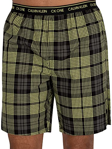 Calvin Klein de los Hombres Shorts de Dormir a Cuadros CK One, Verde, L