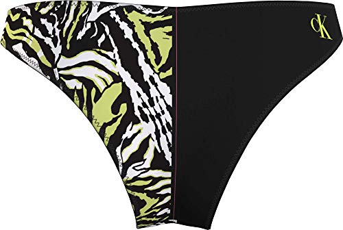 Calvin Klein Delta Brazilian Bragas de Bikini, Tangled Tiger Direct Green, S para Mujer