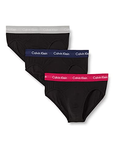 Calvin Klein Hip Brief 3PK Ropa Interior, B/Chino Blue/Plum Berry/Dark Steel, XS Unisex Adulto