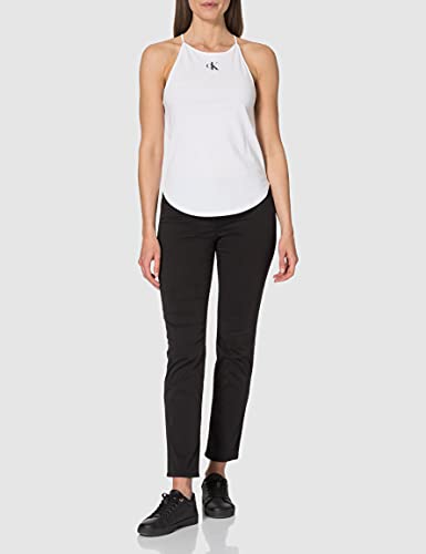 Calvin Klein Jeans Micro CK en la Parte Superior de la Camisola Cuello Abierto, Bright White, M para Mujer