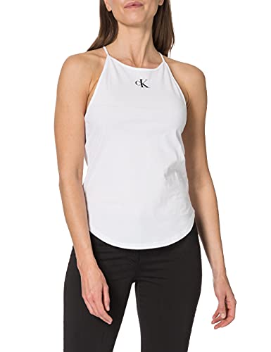 Calvin Klein Jeans Micro CK en la Parte Superior de la Camisola Cuello Abierto, Bright White, M para Mujer