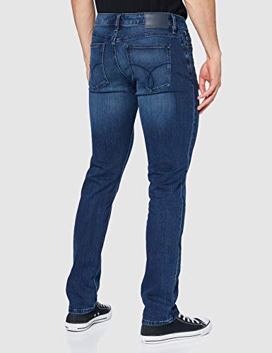 Calvin Klein Jeans Slim Straight-Diamond Blue Dark Pantalones Informales, Diamante Azul Oscuro, 32W/32L para Hombre