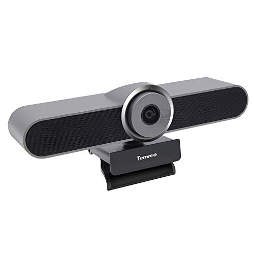 Cámara de videoconferencia Tenveo AV200pro, HD 1080K, Campo de visión 124 °, 360 °, Micrófono Con Altavoz Incorporado, Utilizable en Casa o Salas de Reuniones Pequeñas, Gris Plateado