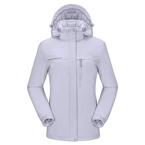 CAMEL CROWN Chaqueta Impermeable con Capucha para Mujer A Prueba de Viento Chaqueta de Esquí con Forro Polar Jacket Invierno para Montaña Acampada Viajes Snowboard Deportes