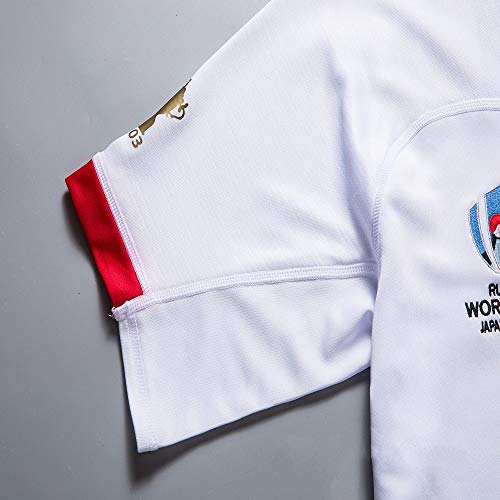 Camiseta de Rugby -2019 Copa del Mundo de Rugby de Inglaterra hogar lejos Camiseta de fútbol, ​​los Hijos Adultos de Deportes del Juego de Entrenamiento de fútbol (Color : White, Size : S)