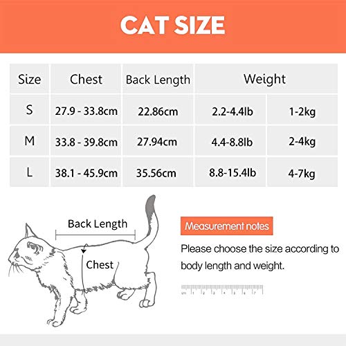 CandyCare Mascotas Traje de recuperación quirúrgica para Gatos, Destete Ropa Chaleco pequeño Mediano Grande Gatos, Anti lamida con Sonaja y DIY Anti-Lost Número Celular Rosa S