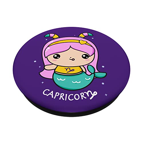 Capricornio Chica Kawaii Signo del zodiaco Cumpleaños Chicas Capricornio PopSockets PopGrip Intercambiable