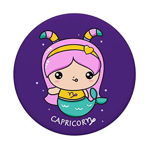 Capricornio Chica Kawaii Signo del zodiaco Cumpleaños Chicas Capricornio PopSockets PopGrip Intercambiable