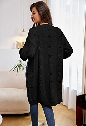 Cardigans Punto para Mujer Elegante Manga Larga con Frente Abierto Outerwear Negro L