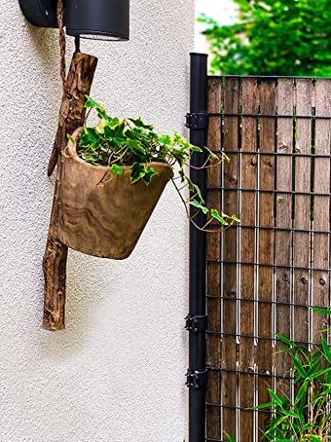 Casa Naturo Florero colgante de madera hecho a mano y florero