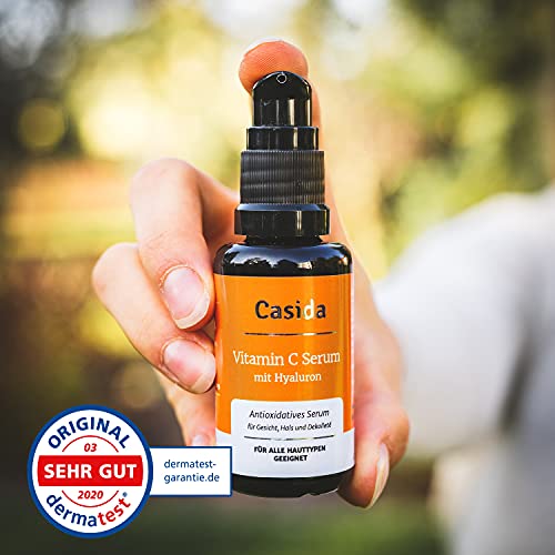 Casida - Suero de vitamina C y Ácido Hialurónico- suero facial antioxidante con dosis altas de vitamina C - suero antioxidante para rostro, cuello y escote - la calidad de las farmacias - 30ml