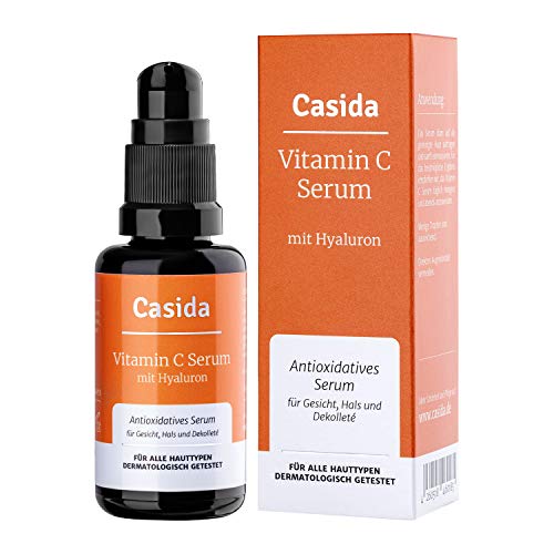 Casida - Suero de vitamina C y Ácido Hialurónico- suero facial antioxidante con dosis altas de vitamina C - suero antioxidante para rostro, cuello y escote - la calidad de las farmacias - 30ml