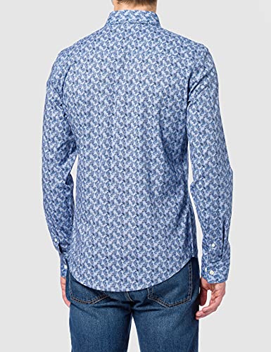 CASUAL FRIDAY Arthur BD LS Leaf Printed Shirt Camisa, 154030_Chambray Blue, L para Hombre