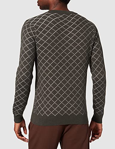 CASUAL FRIDAY Karl Checked Jaquard Knit Suter Pulver, 190508/Peat, M para Hombre