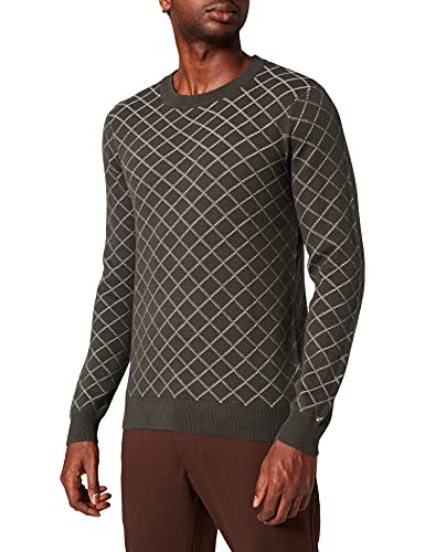 CASUAL FRIDAY Karl Checked Jaquard Knit Suter Pulver, 190508/Peat, M para Hombre