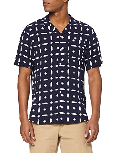 CASUAL FRIDAY Shirt Cfanton Cuba SS Camisa, Azul (Navy Blazer 50479), Large para Hombre