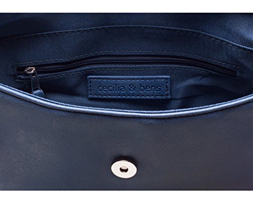 cecilia&bens Elegante bolso de mano para mujer | Bolso de noche | Neceser de maquillaje pequeño bolso 100% vegano, azul, Talla única