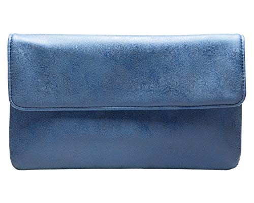 cecilia&bens Elegante bolso de mano para mujer | Bolso de noche | Neceser de maquillaje pequeño bolso 100% vegano, azul, Talla única