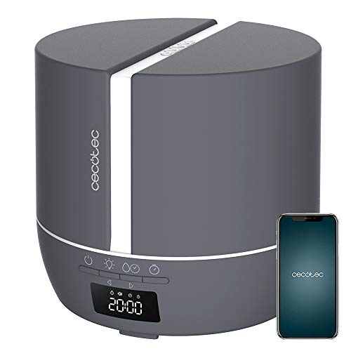 Cecotec Difusor de aromas PureAroma 550 Connected Stone. Capacidad 500ml, Pantalla LED, Altavoz, Control por bluetooth, App, Temporizador 12h, 3 Modos de funcionamiento, Cobertura 30m2