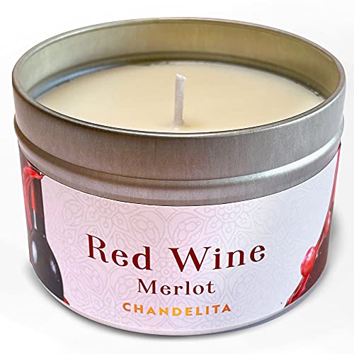 Chandelita Vela Aromática Perfumada de Vino Tinto Merlot con Cera de Soja Natural para Meditar y Relajar Nuestra Mente y Cuerpo Disfrutando de una Sensación de Bienestar